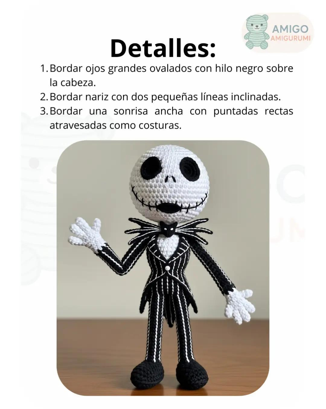 🖤🎃 Patrón gratuito de Jack Skellington amigurumi