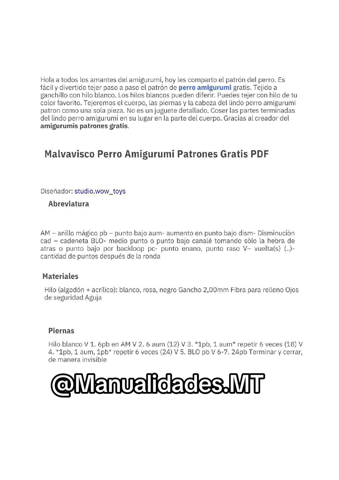 Patrón gratuito de perro amigurumi estilo malvavisco