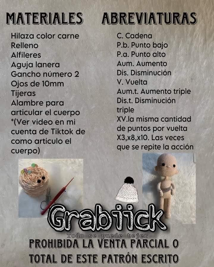 Patrón gratuito para muñeco de cuerpo base de 25cm