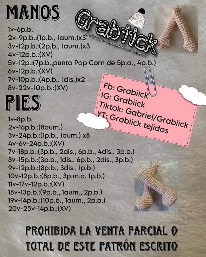 Patrón gratuito para muñeco de cuerpo base de 25cm