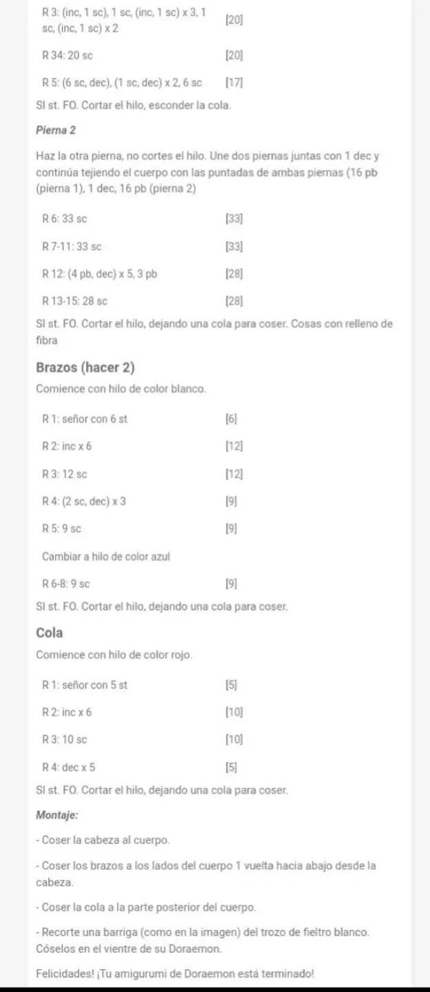 Patrón para tejer un llavero de amigurumi de Doraemon