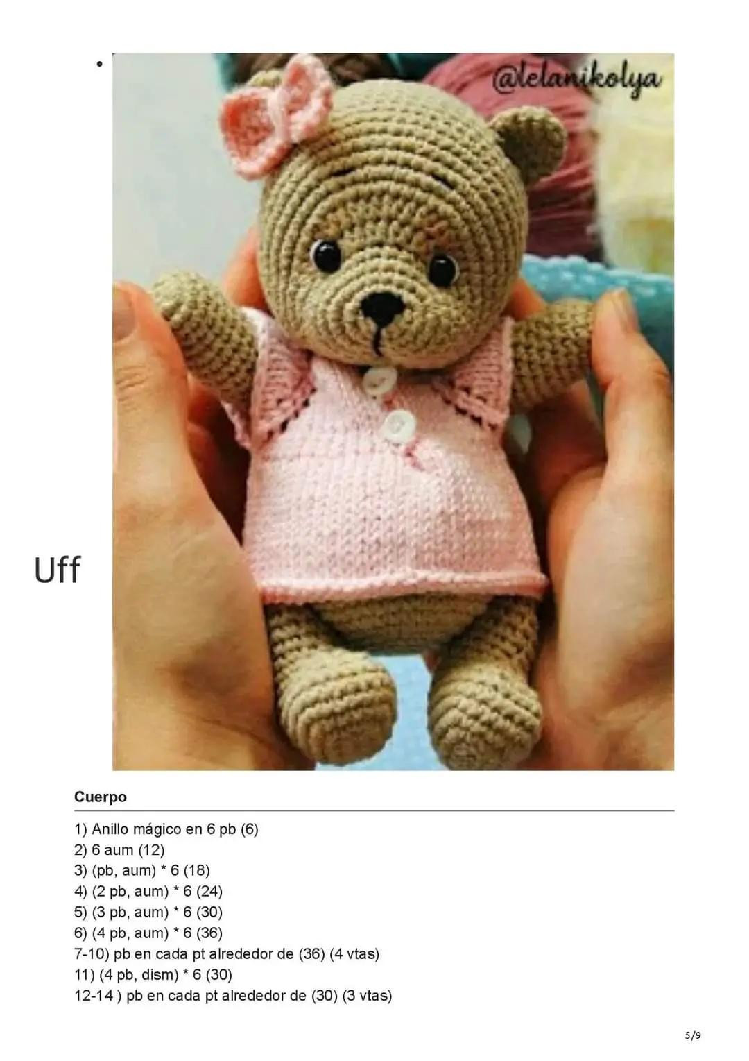 Patrón para Tejer un Mini Oso Amigurumi Adorable y Gratis