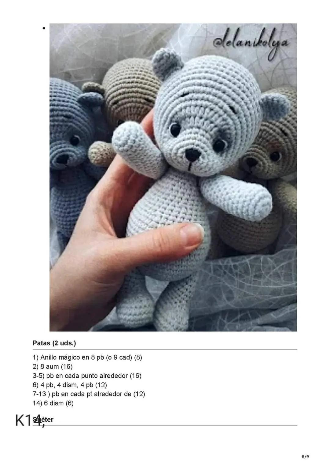 Patrón para Tejer un Mini Oso Amigurumi Adorable y Gratis