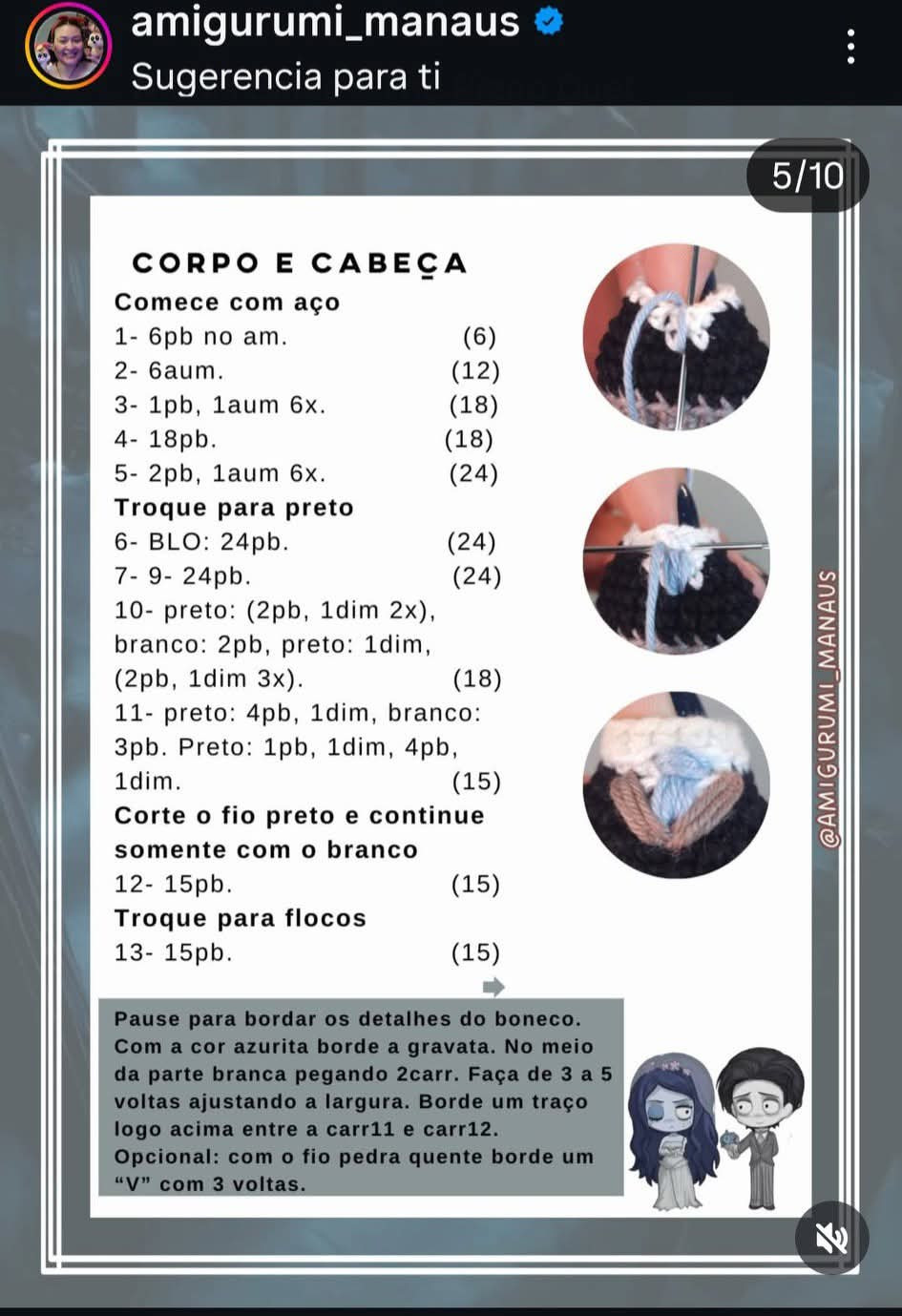 Receita de Amigurumi Grátis: Victor Van Dort