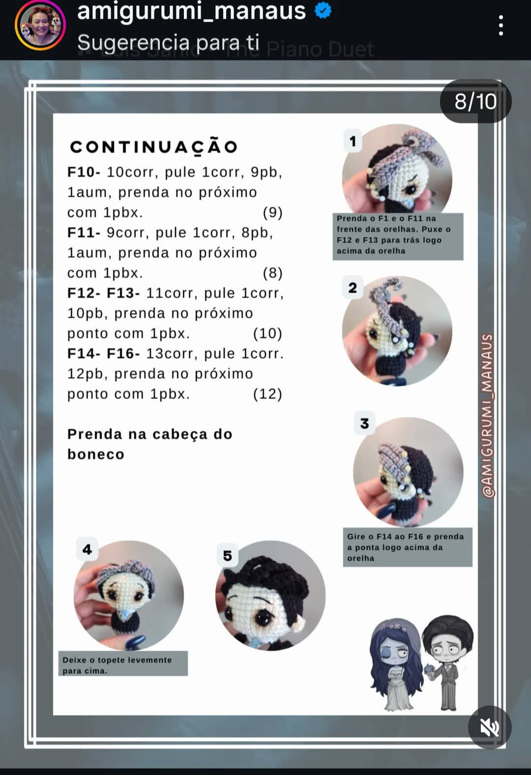 Receita de Amigurumi Grátis: Victor Van Dort