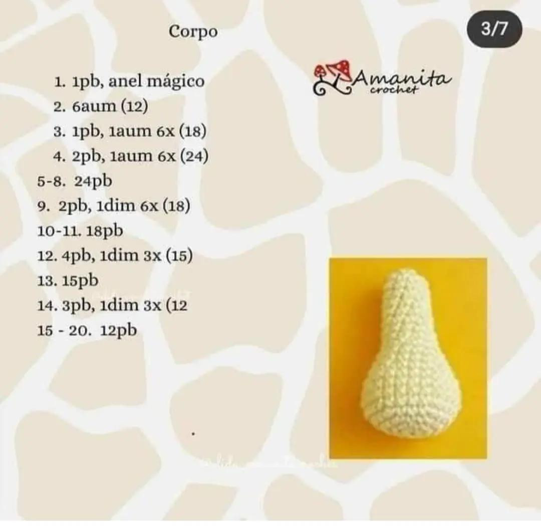Receita de Girafinha Amigurumi em Crochê - Grátis