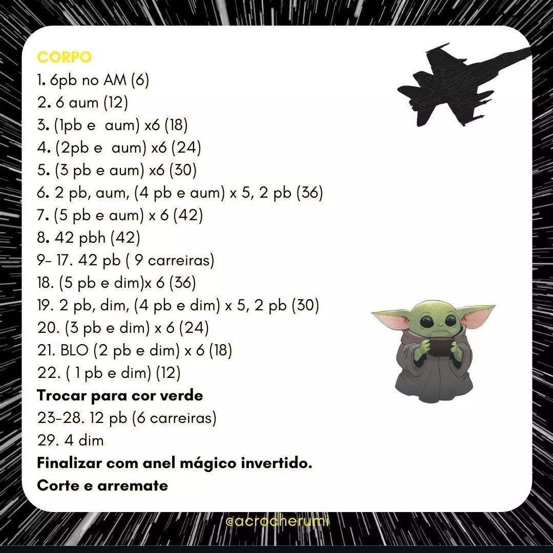 Receita Grátis de Amigurumi Baby Yoda para Fãs de Crochê