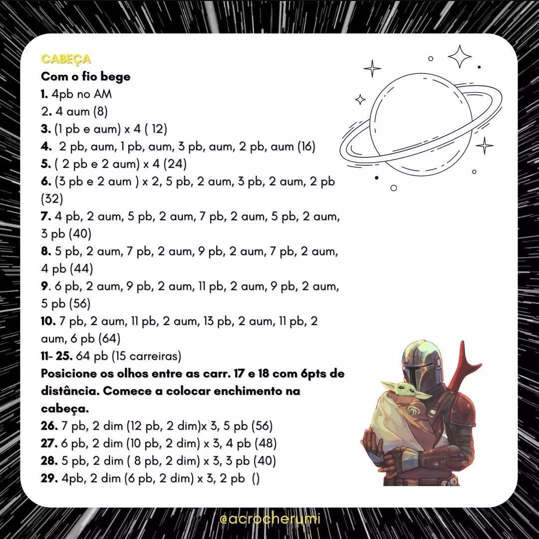 Receita Grátis de Amigurumi Baby Yoda para Fãs de Crochê