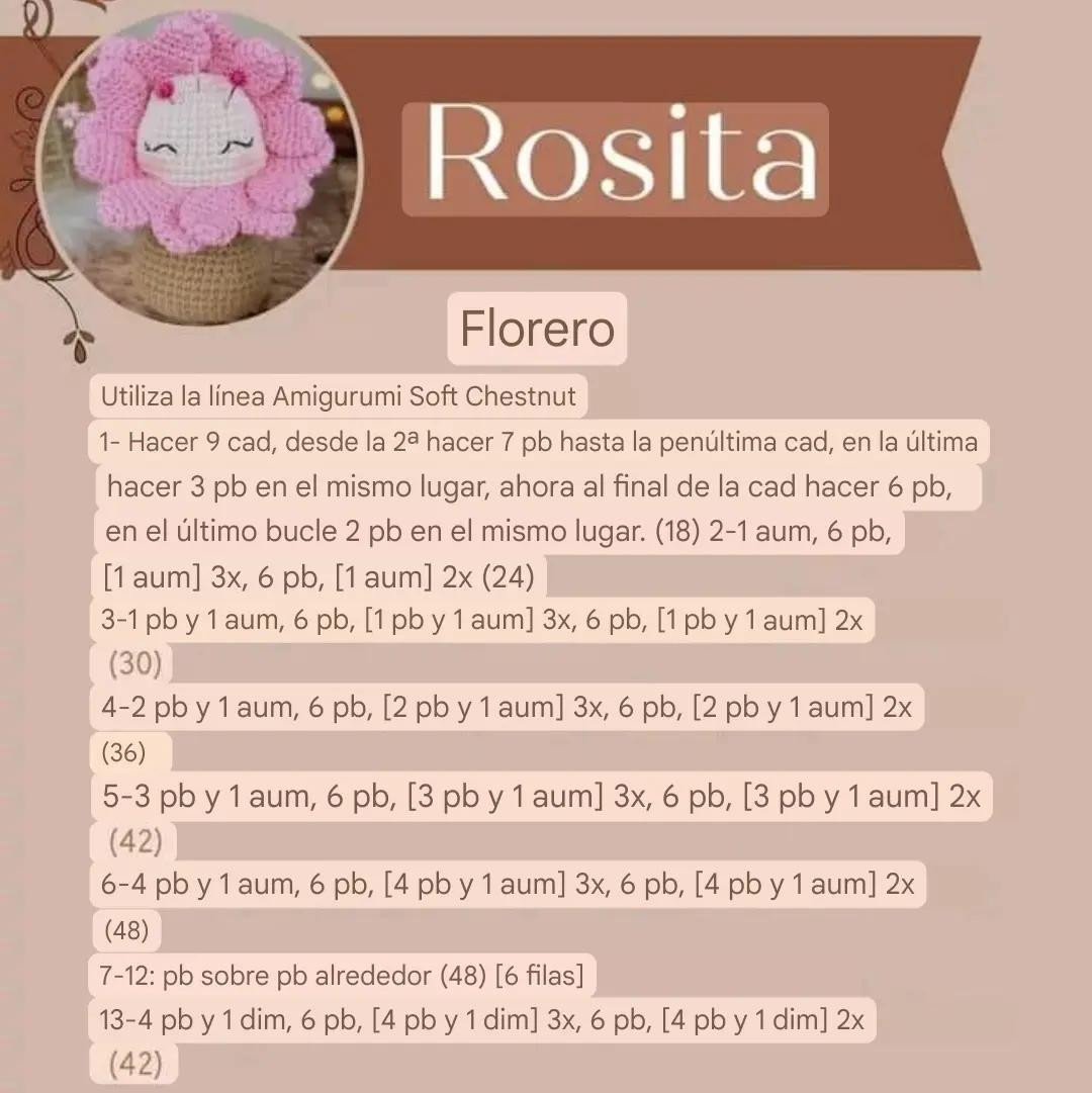 Rosita la flor porta alfileres Receta gratis