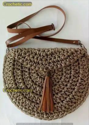 Round Crochet Bag with Leather Tassel Pattern