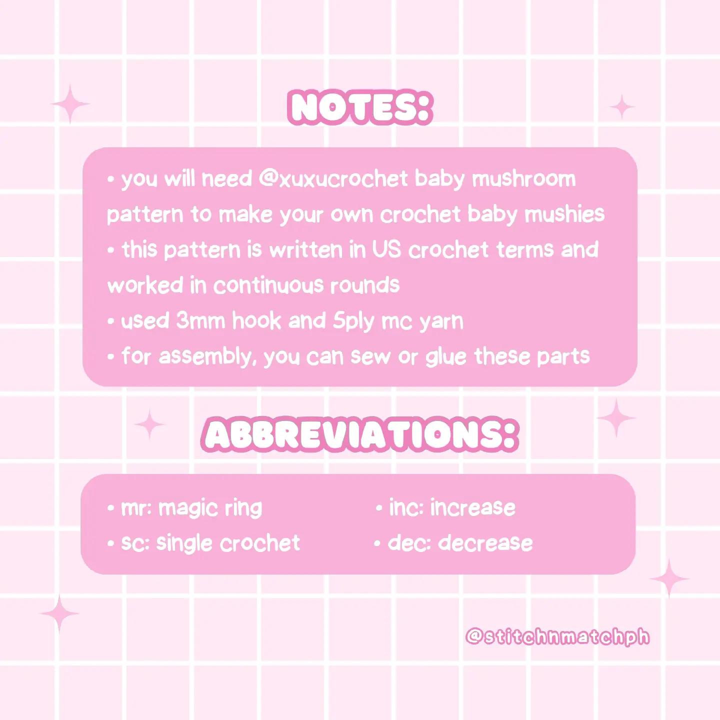 Sanrio Inspired Crochet Baby Mushroom Ears Keychain Pattern