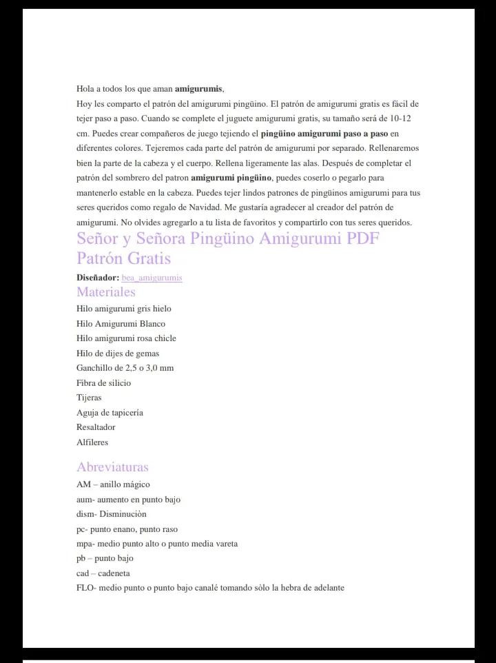 Señor y Señora Pingüino Amigurumi PDF Patrón Gratis