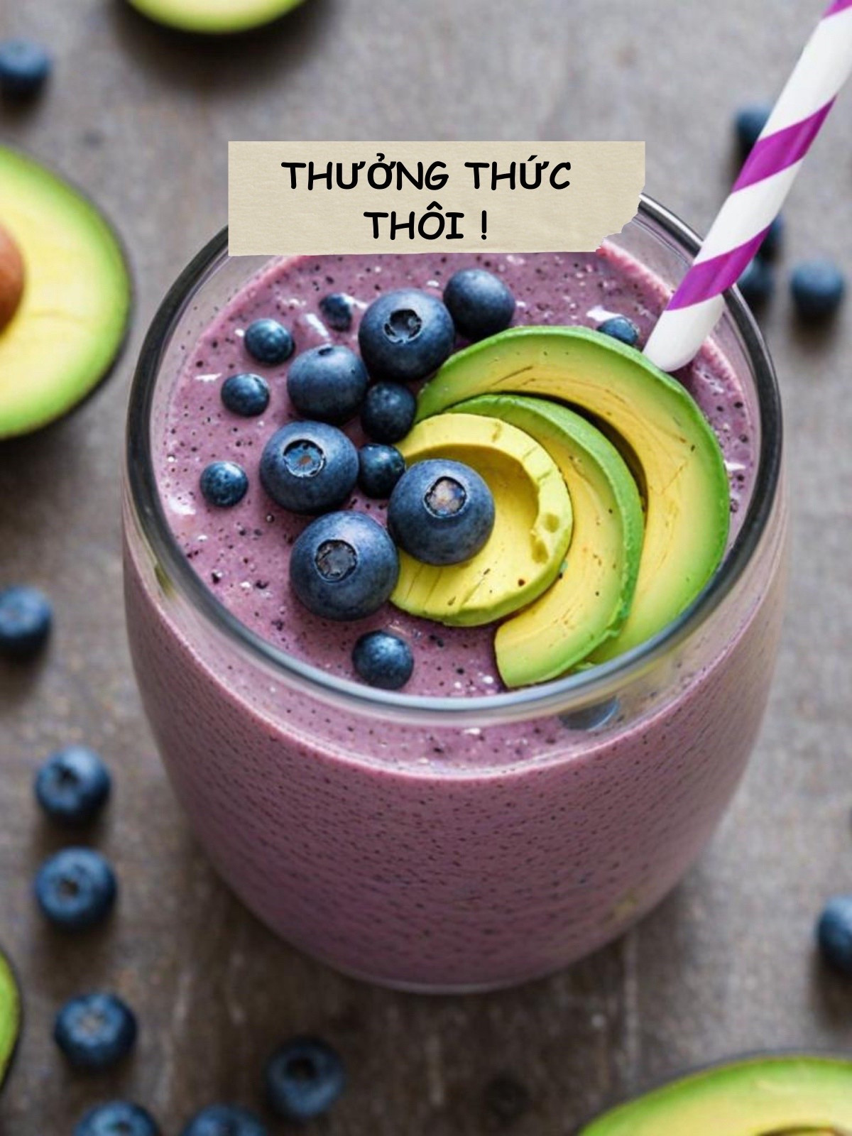 Sinh tố bơ việt quất thơm ngon, tươi mát cho ngày hè sảng khoái