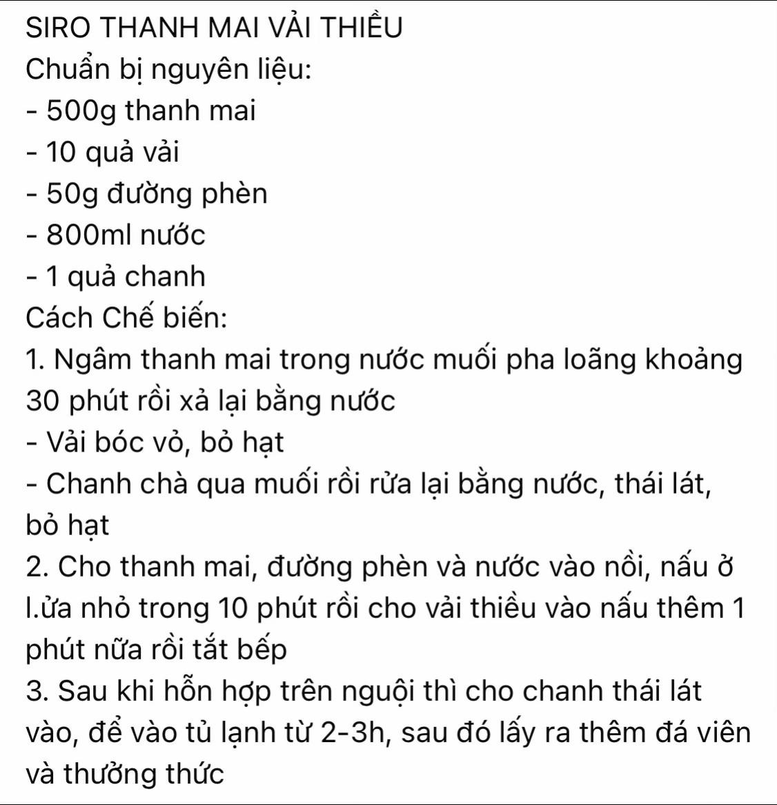 Siro Thanh Mai Vải Thiều Mát Lạnh