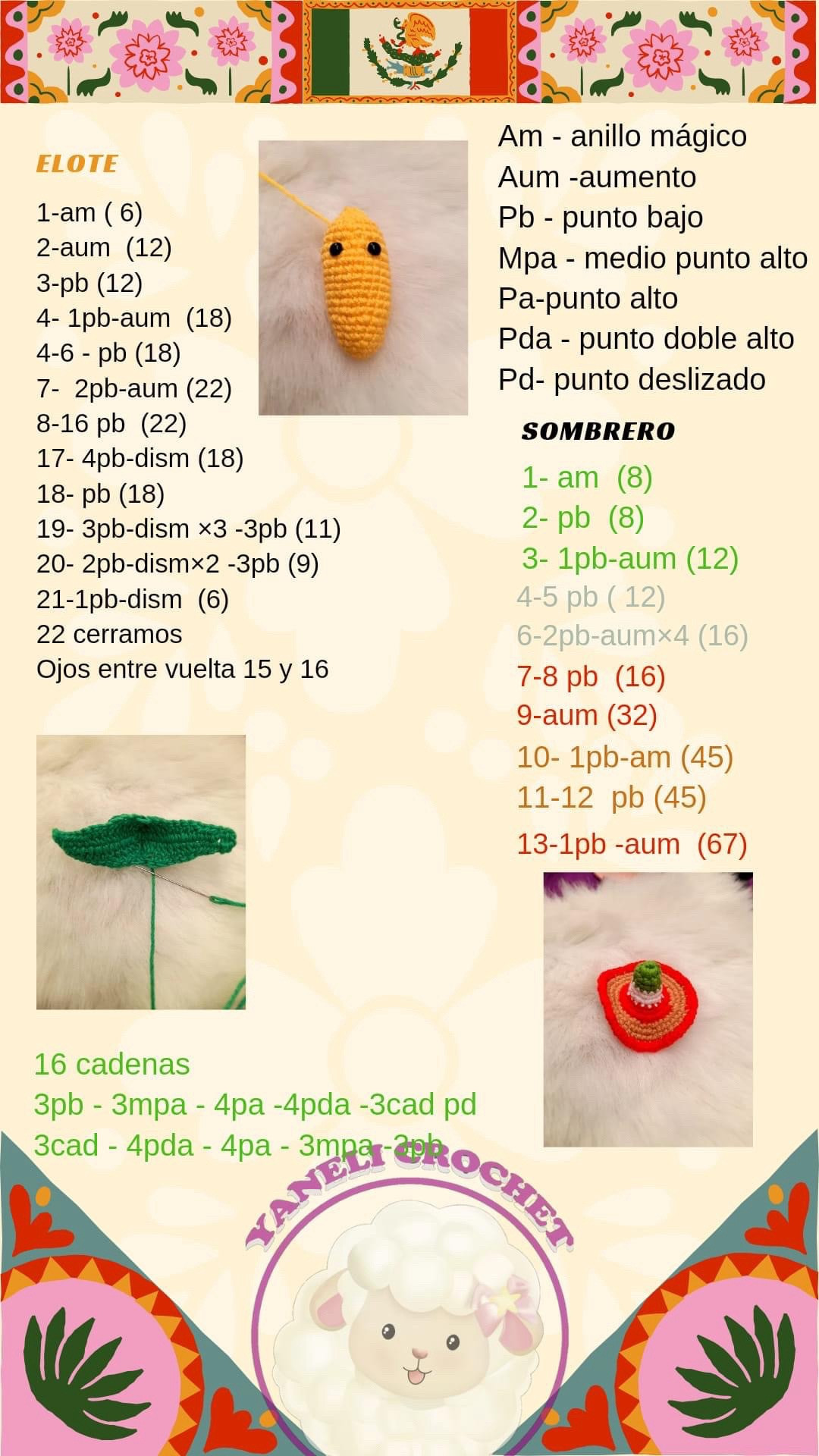 Sombrero de Ganchillo Inspirado en México con Mostacho