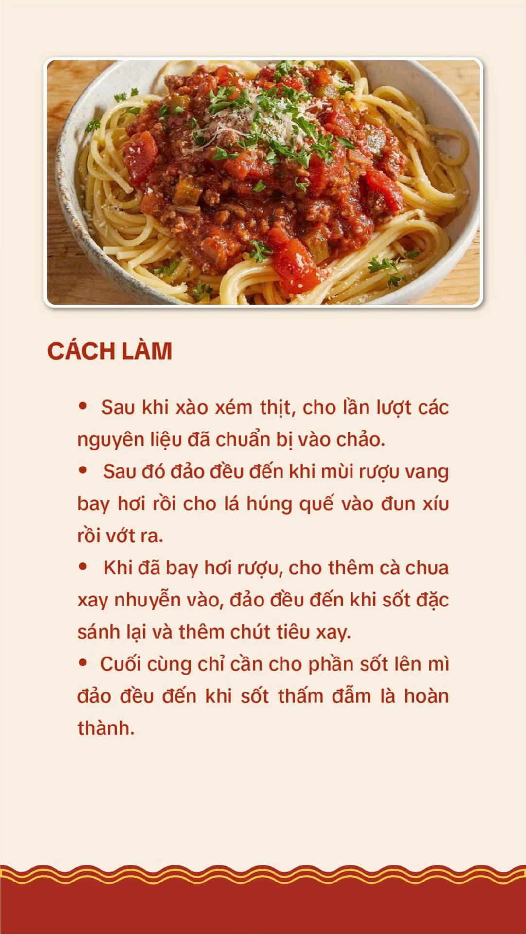 Spaghetti Bò Bằm Sốt Cà Chua Đậm Đà Hương Vị