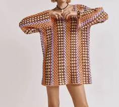 Stylish Crochet Dress with Vibrant Colors and Patterns