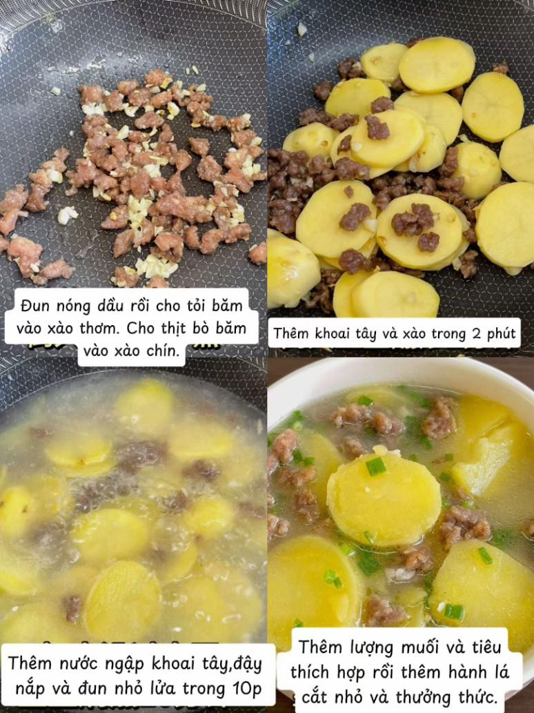 Súp thịt bằm khoai tây thơm ngon đậm đà vị tỏi