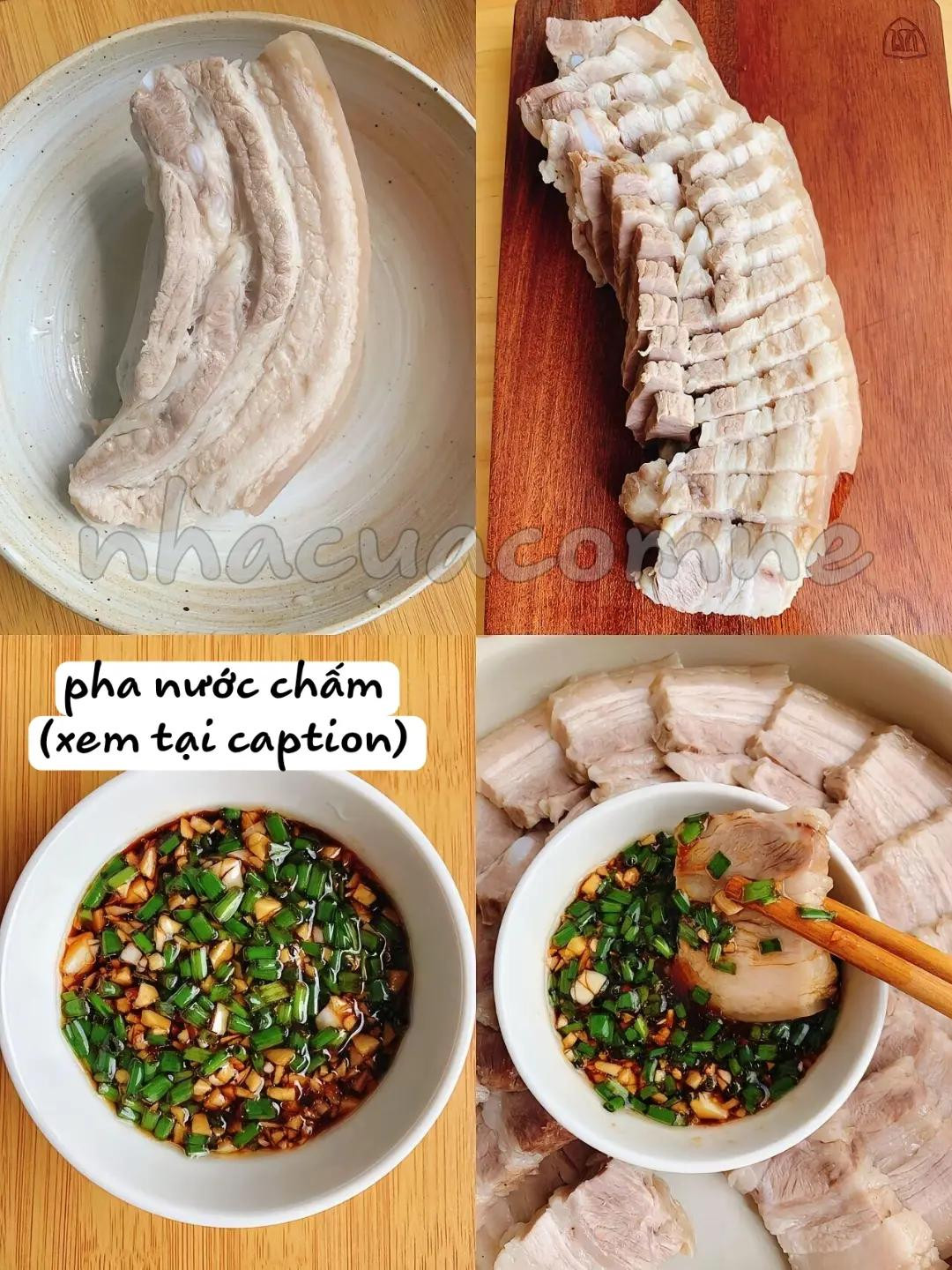 Thịt Heo Luộc Chấm Sốt Hành Tỏi Đậm Đà