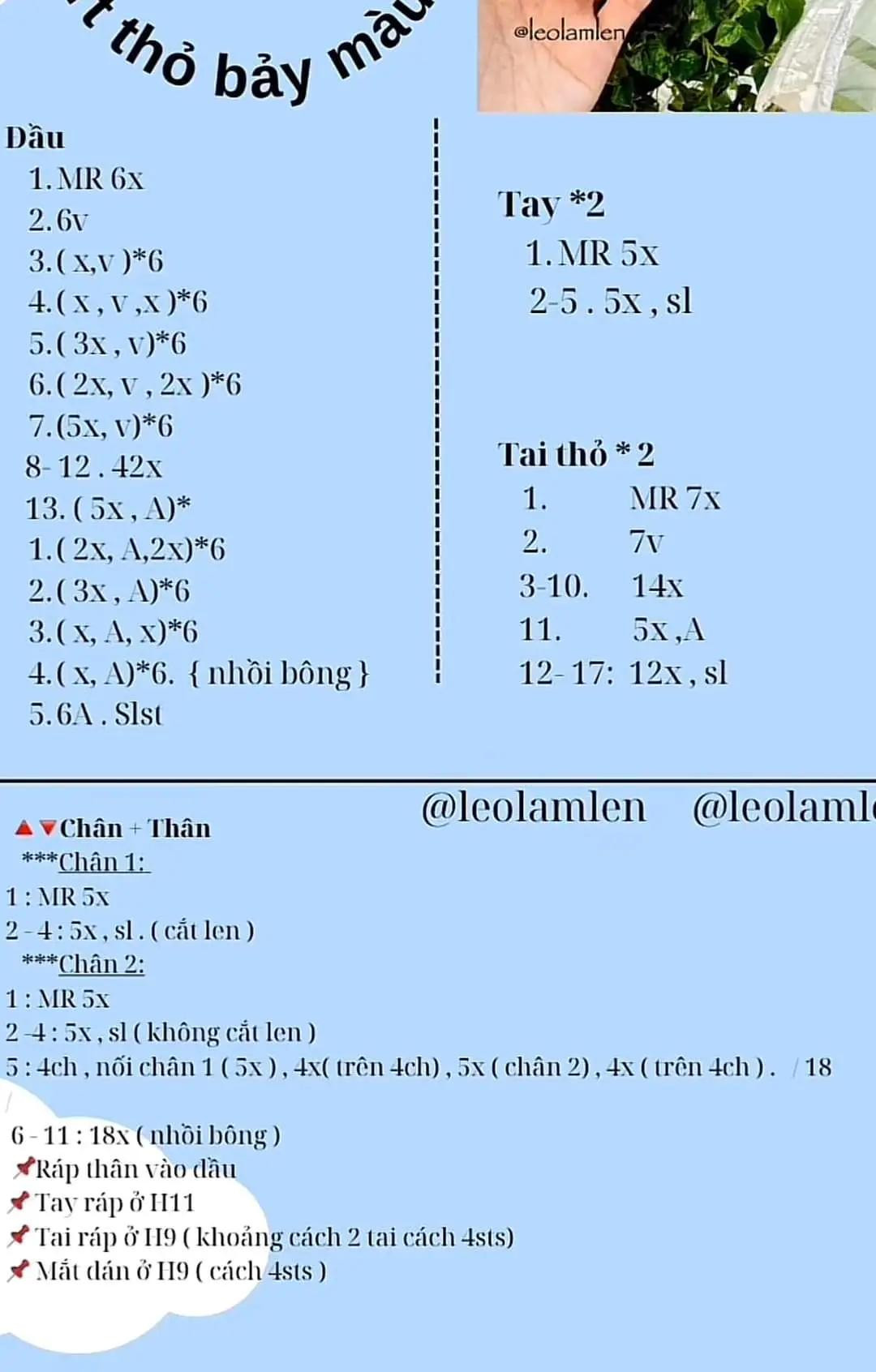 tổng hợp chart móc thỏ bảy màu