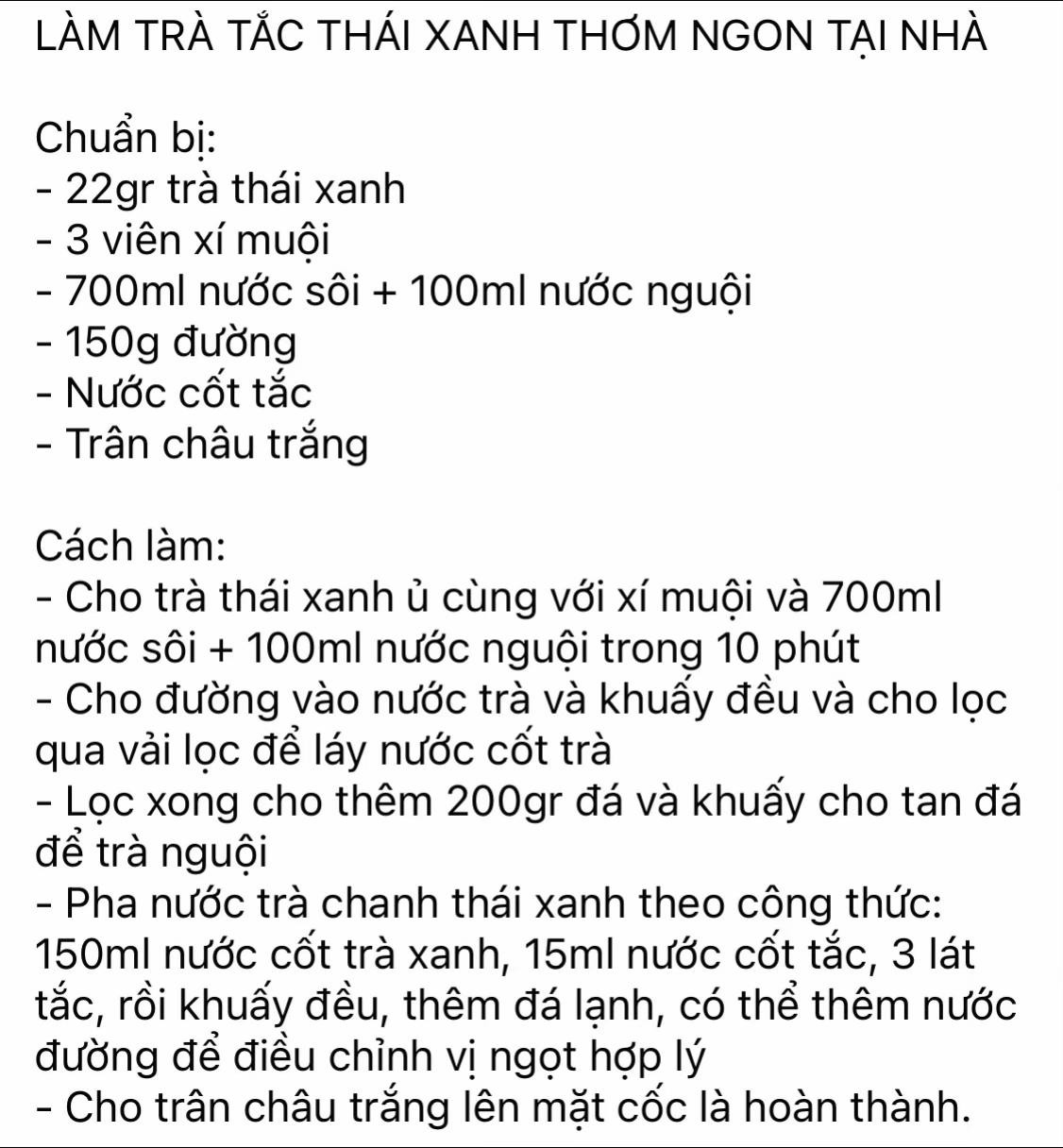Trà Chanh Thái Xanh Giải Nhiệt Mùa Hè