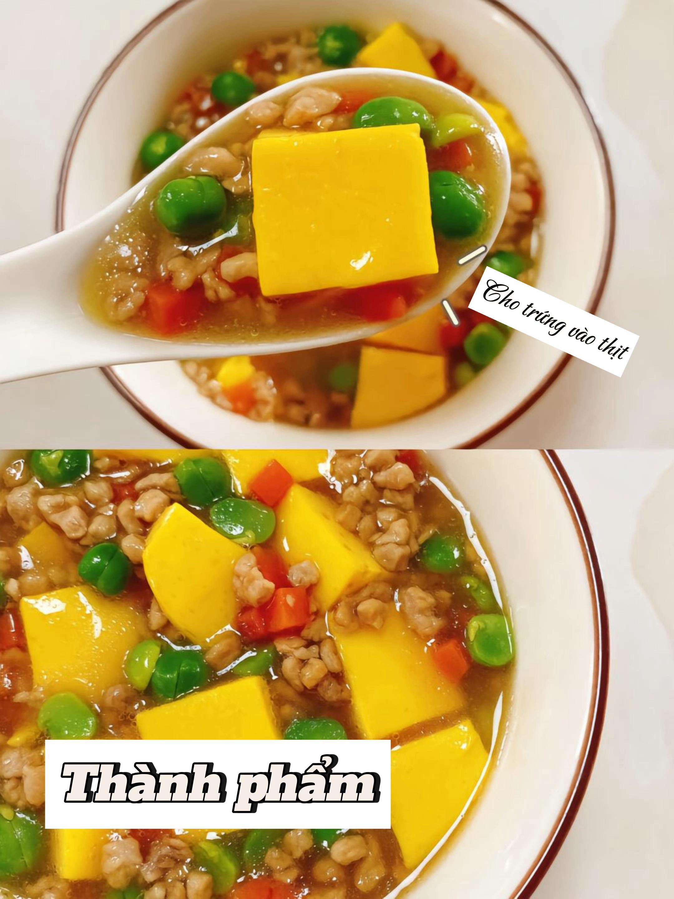 Trứng Hấp Thịt Đậu - Mềm Mịn Cho Bé Yêu