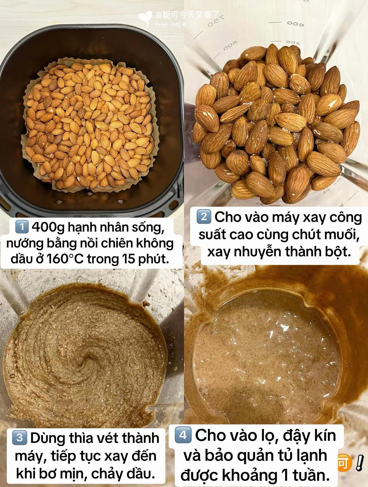 📮 Tự làm bơ hạnh nhân không đường vị muối biển – niềm vui của người giảm cân!