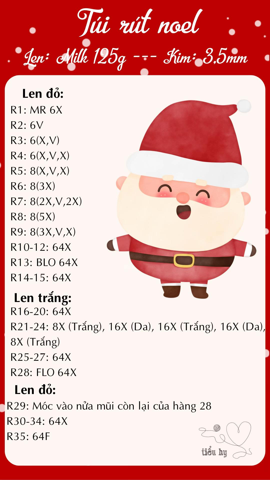 Túi móc len hình ông già Noel dễ thương cho mùa Giáng Sinh