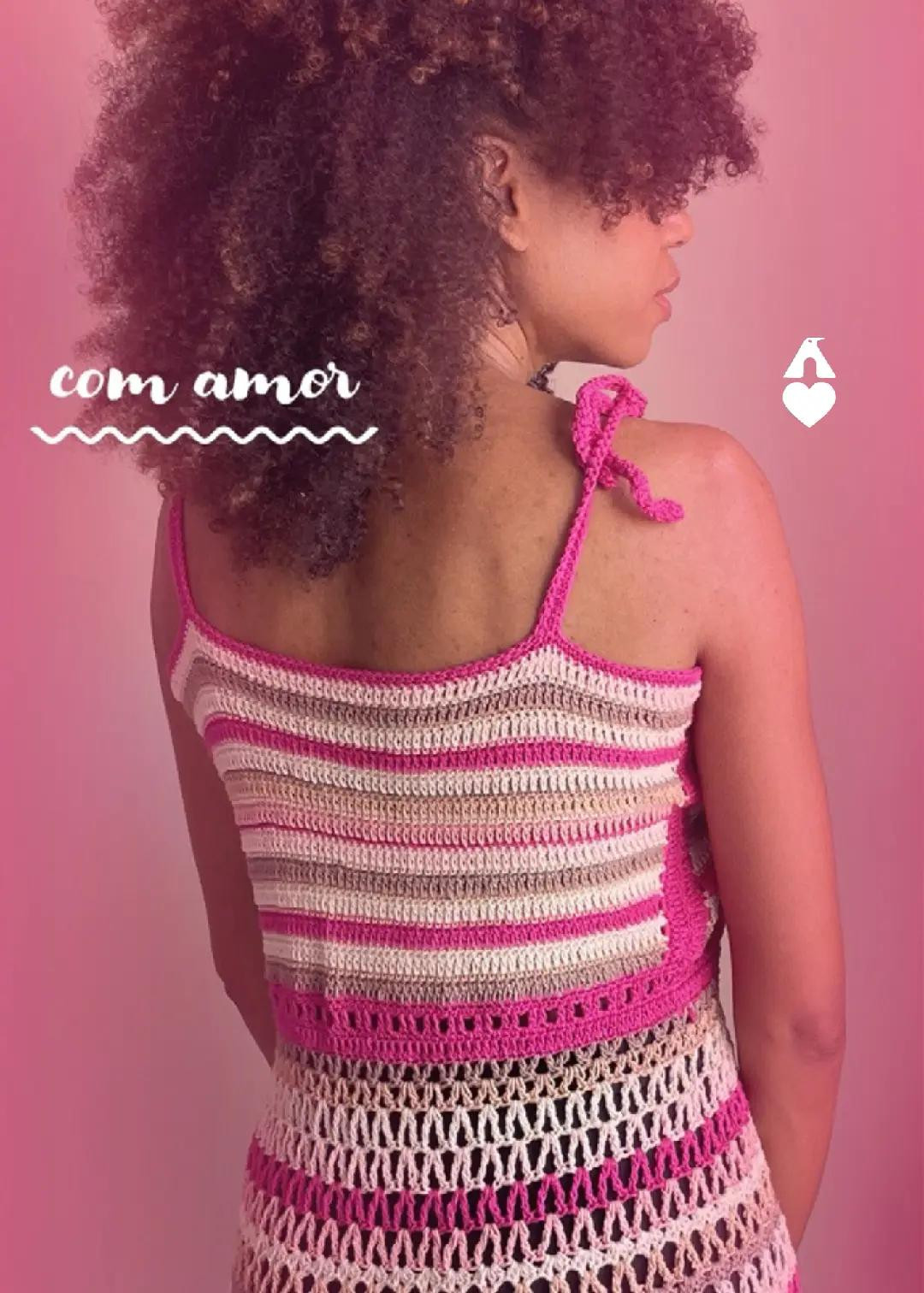 Vestido de Crochê Colorido para o Verão