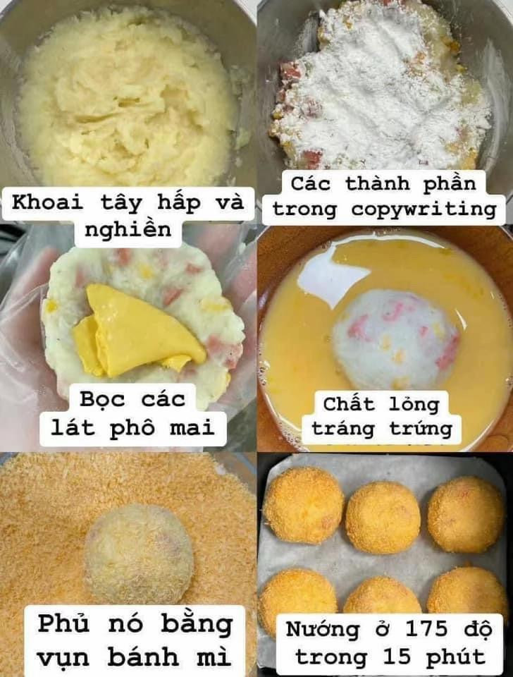 Viên khoai tây phô mai giòn tan ngậy béo