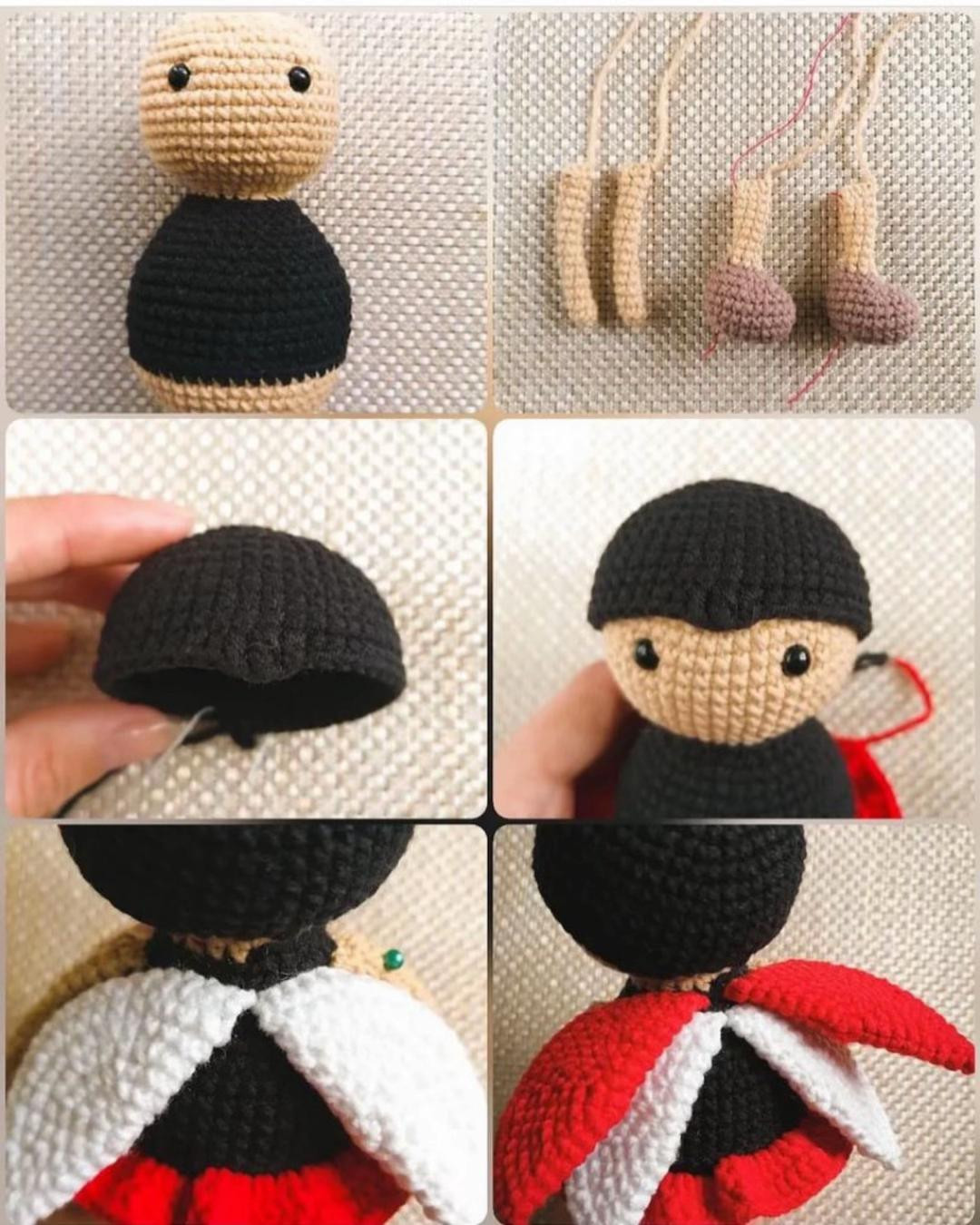 Вязаная игрушка Божья коровка с цветком: схема и описание