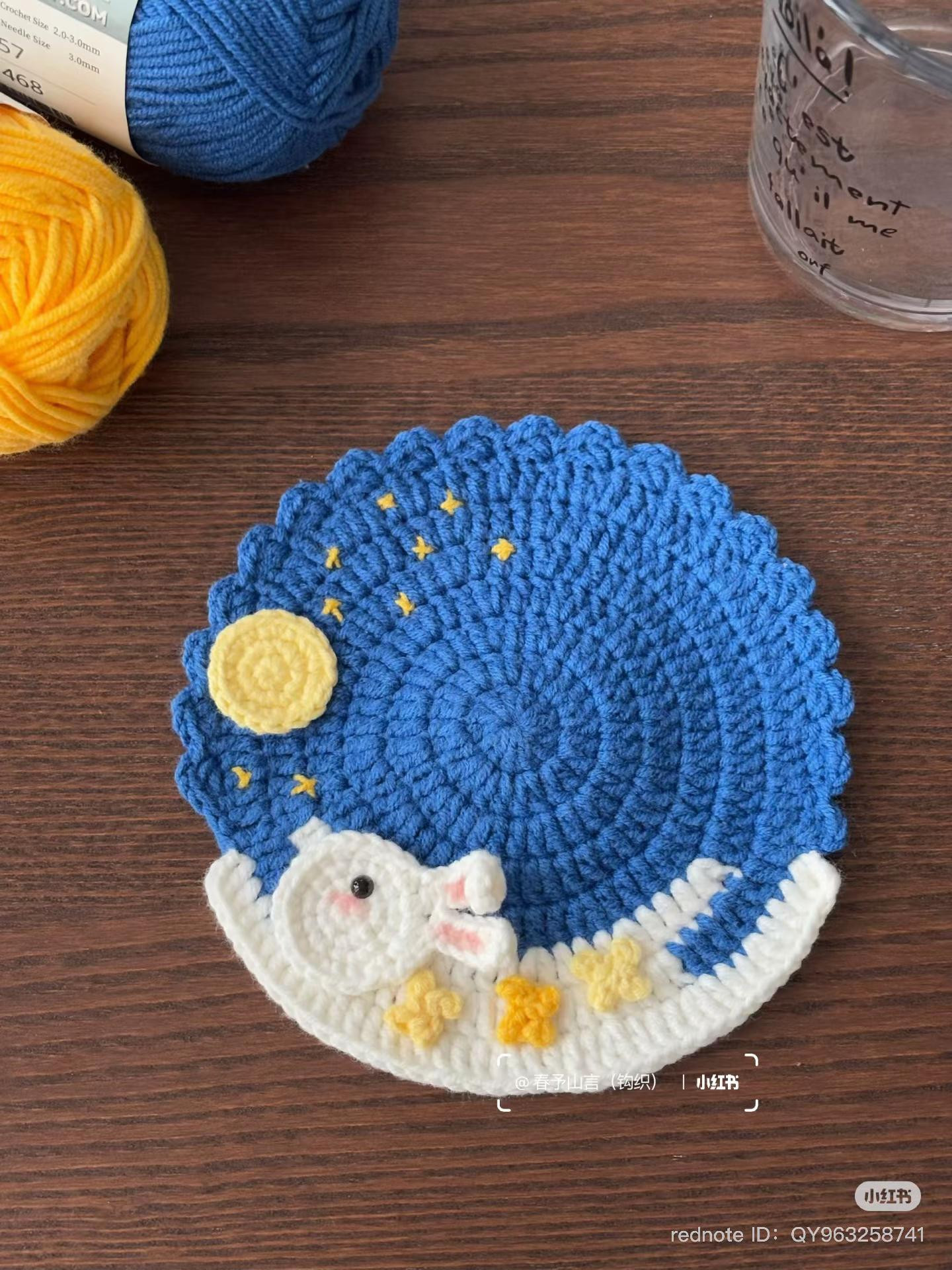 Whimsical Crochet Coasters Featuring Bunnies and Flowers in Various Colors