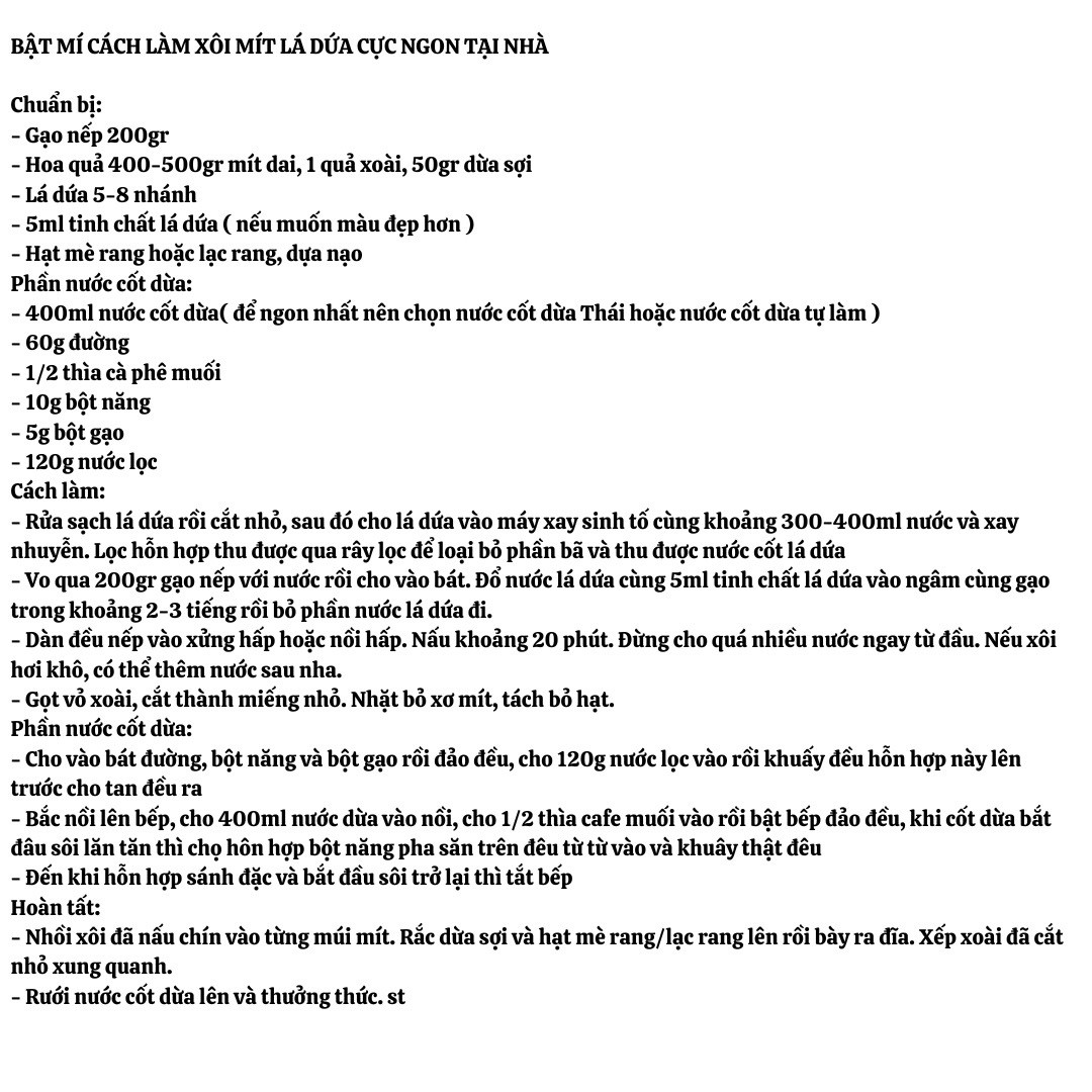 Xôi Mít Lá Dứa Thơm Ngon Hòa Quyện Vị Dừa