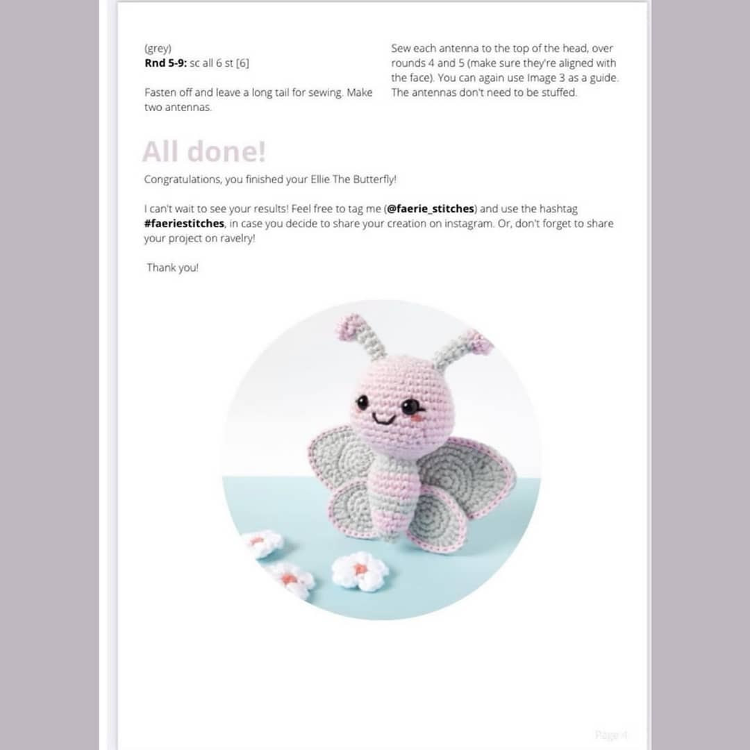 Adorable Crochet Butterfly Amigurumi Free Pattern for Beginners