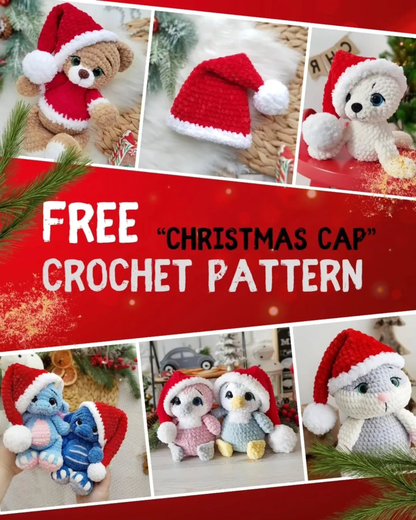 Adorable Crochet Dragons with Santa Hats Free Pattern