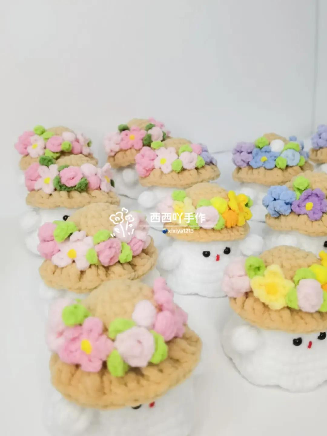 Adorable Crochet Ghosts with Colorful Flower Hats