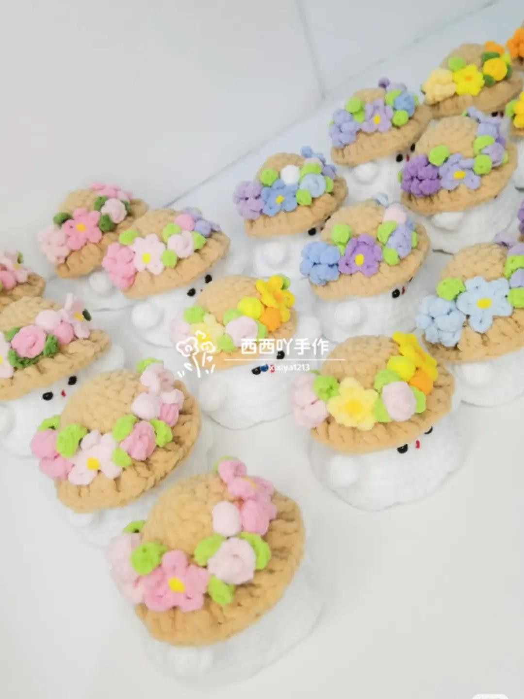 Adorable Crochet Ghosts with Colorful Flower Hats