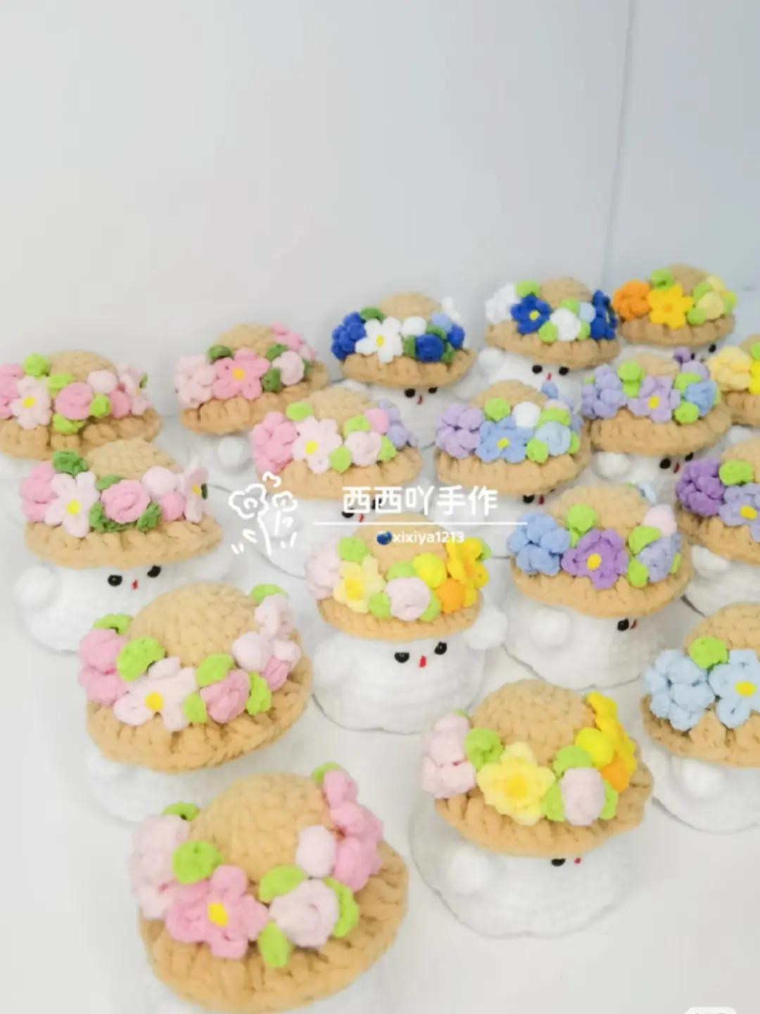 Adorable Crochet Ghosts with Colorful Flower Hats