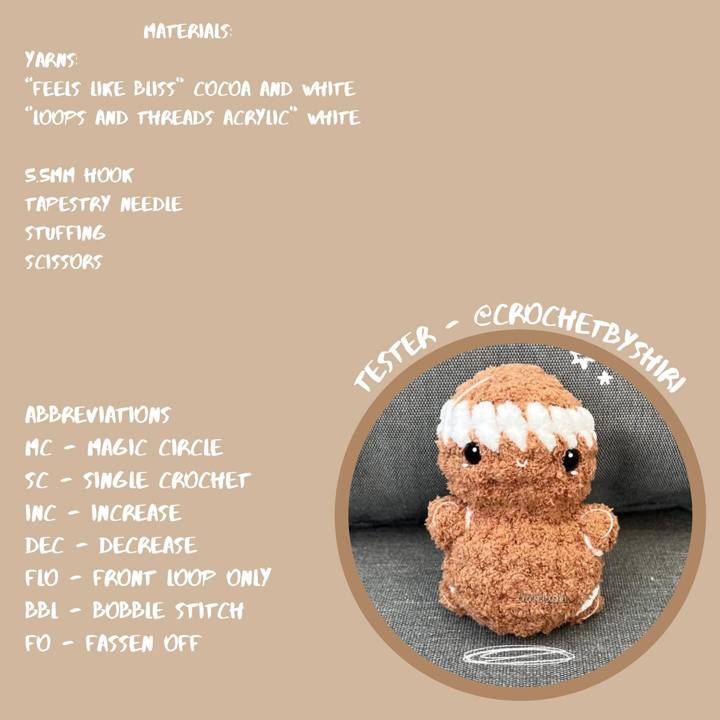 Adorable Crochet Pattern for Cute Brown and White Stuffed Toy