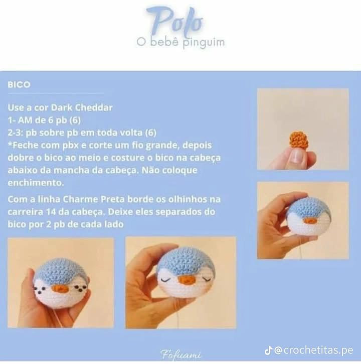 Adorable pingüino de crochet con gorro y bufanda
