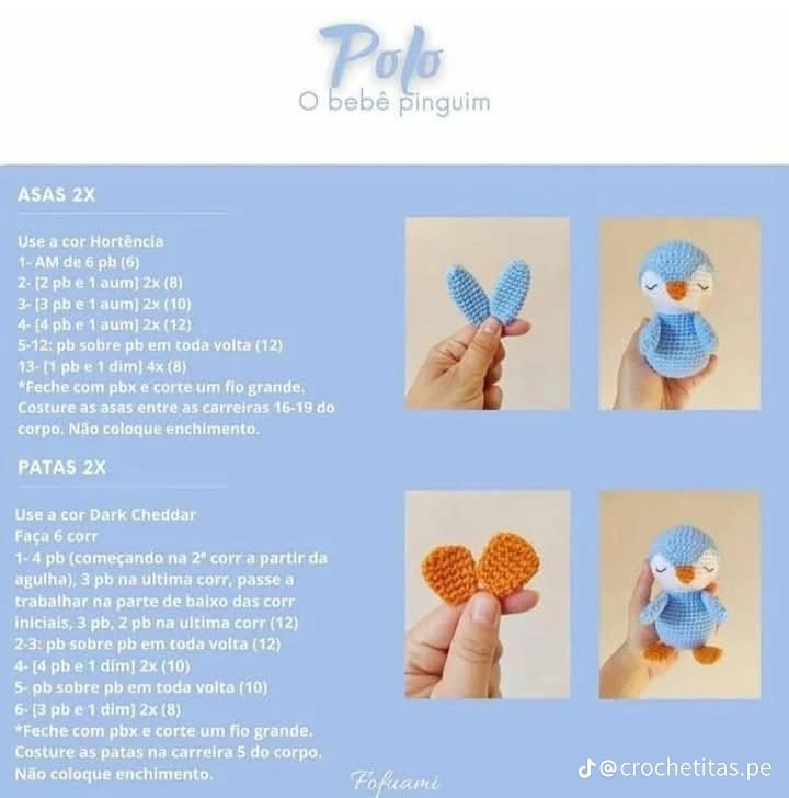 Adorable pingüino de crochet con gorro y bufanda