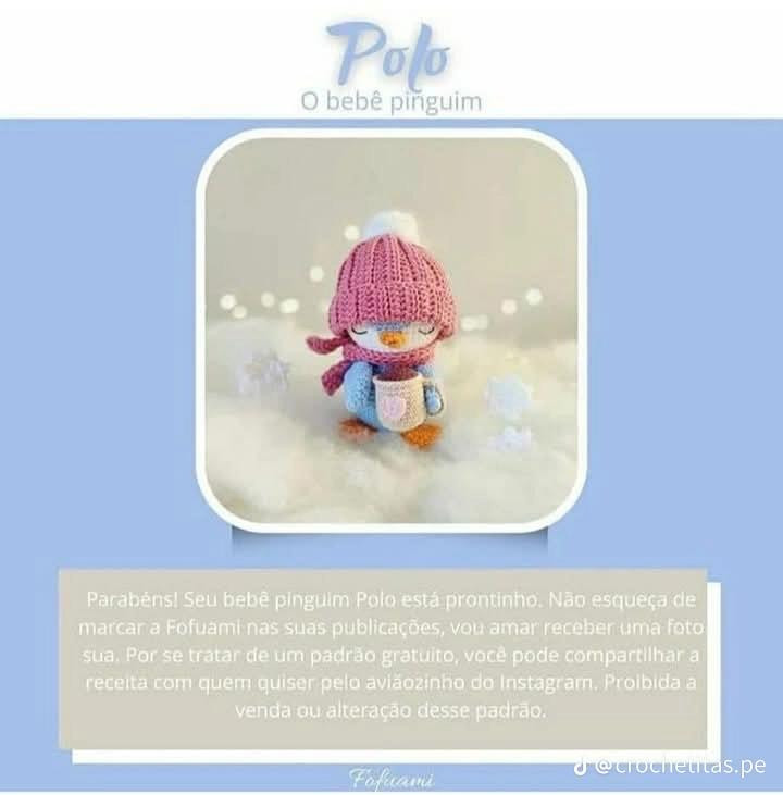 Adorable pingüino de crochet con gorro y bufanda