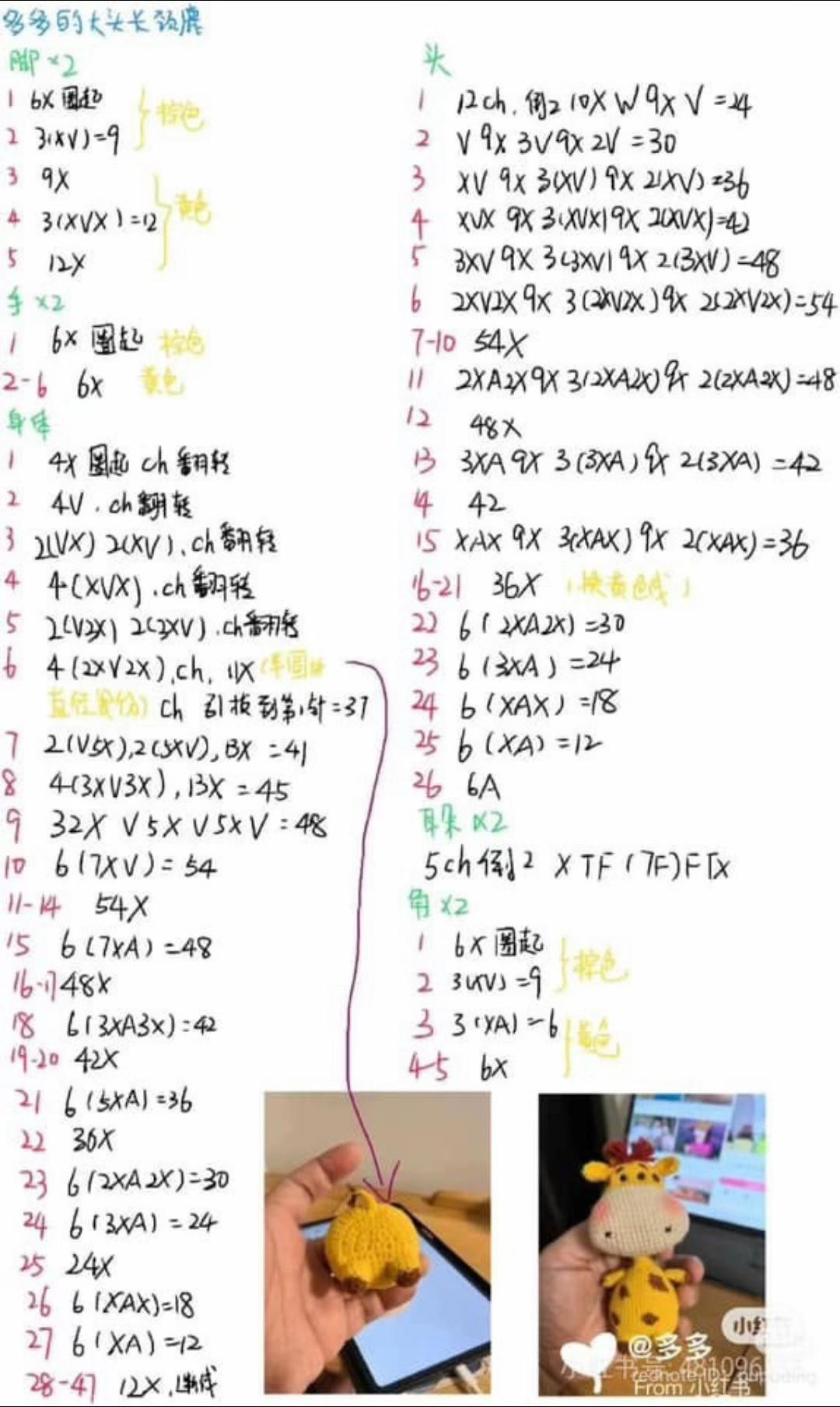 Amigurumi Crochet Pattern for Cute Giraffe Toy