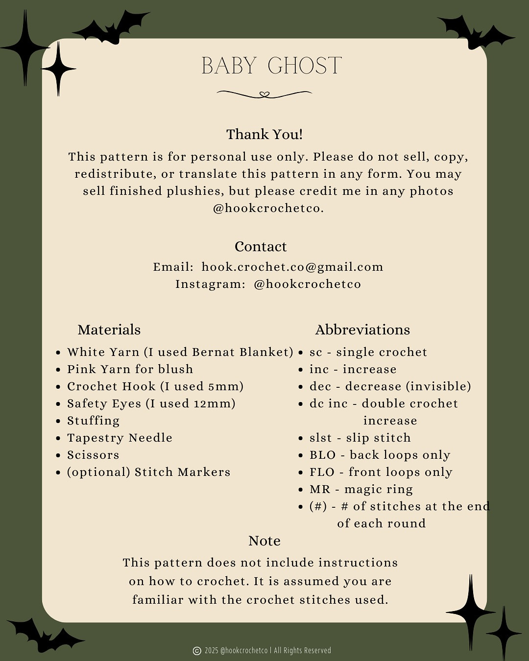 Baby Ghost Free Pattern 👻