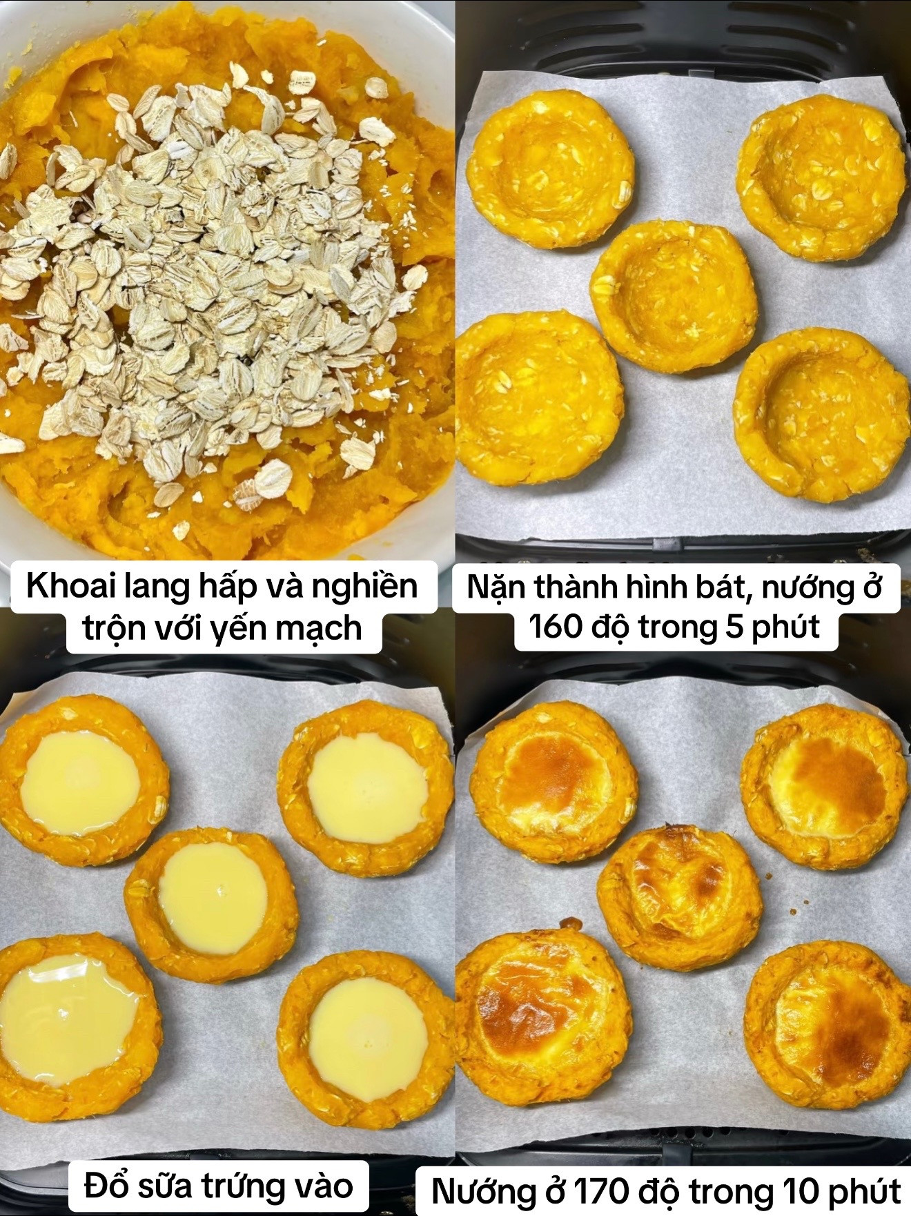 Bánh khoai lang yến mạch nướng: Ngọt ngào, thơm béo, giòn xốp