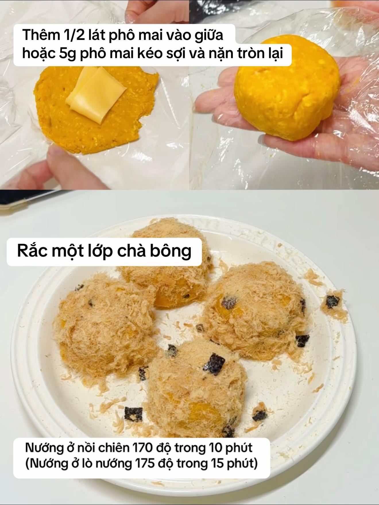 Bánh khoai mật chà bông phô mai tan chảy, hương vị ngọt ngào bổ dưỡng