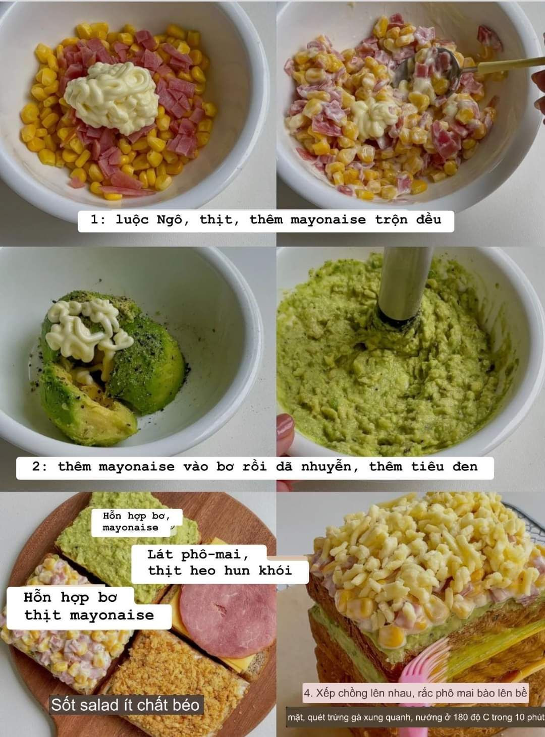 Bánh Mì Ngô Giăm Bông Phô Mai Nướng Giòn