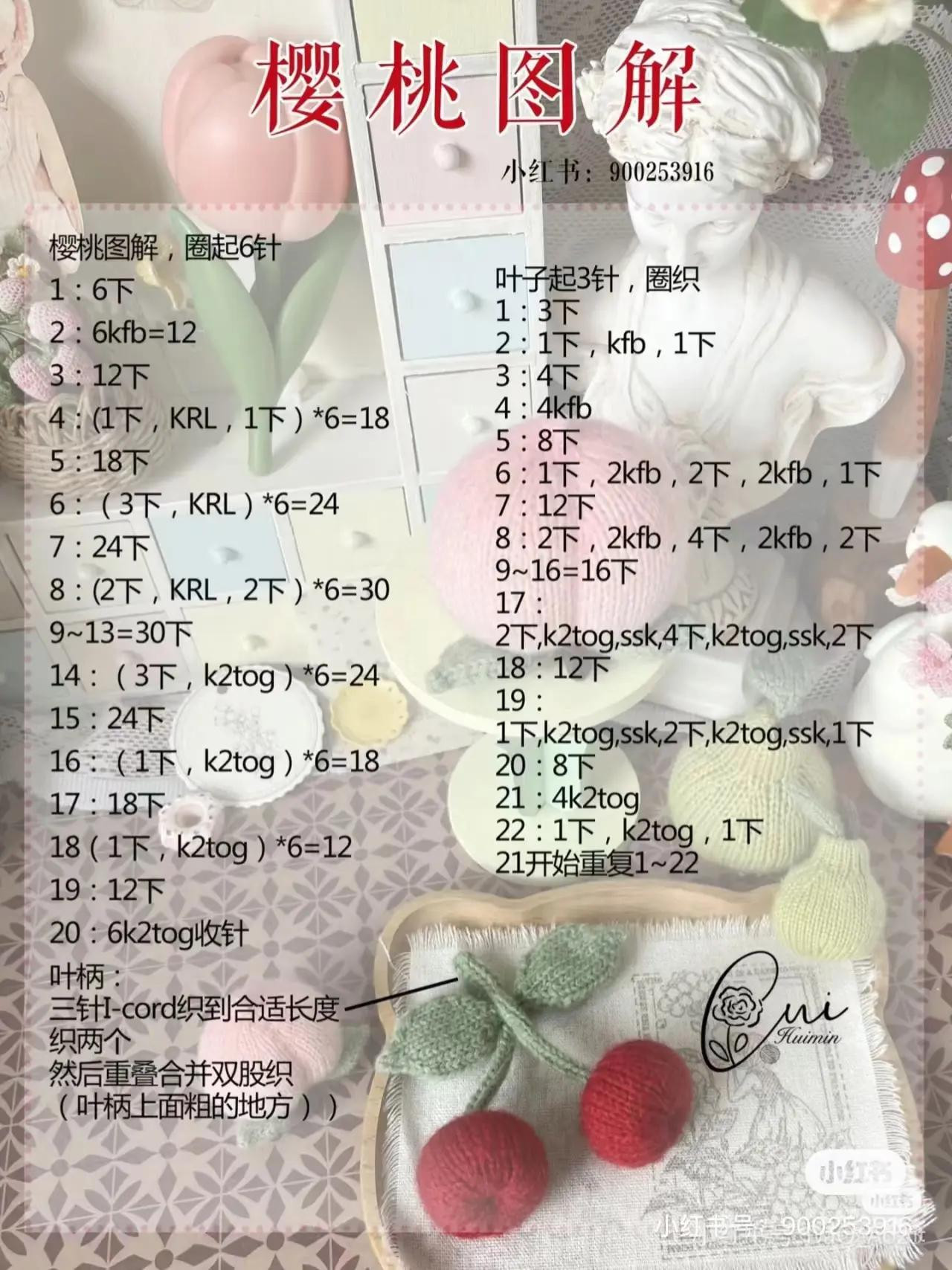 Beginner's Crochet Pattern for Cute Cherry Decoration