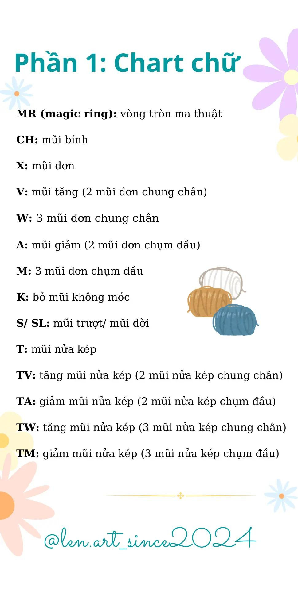 Biểu đồ ký hiệu cho các mẫu móc len sáng tạo