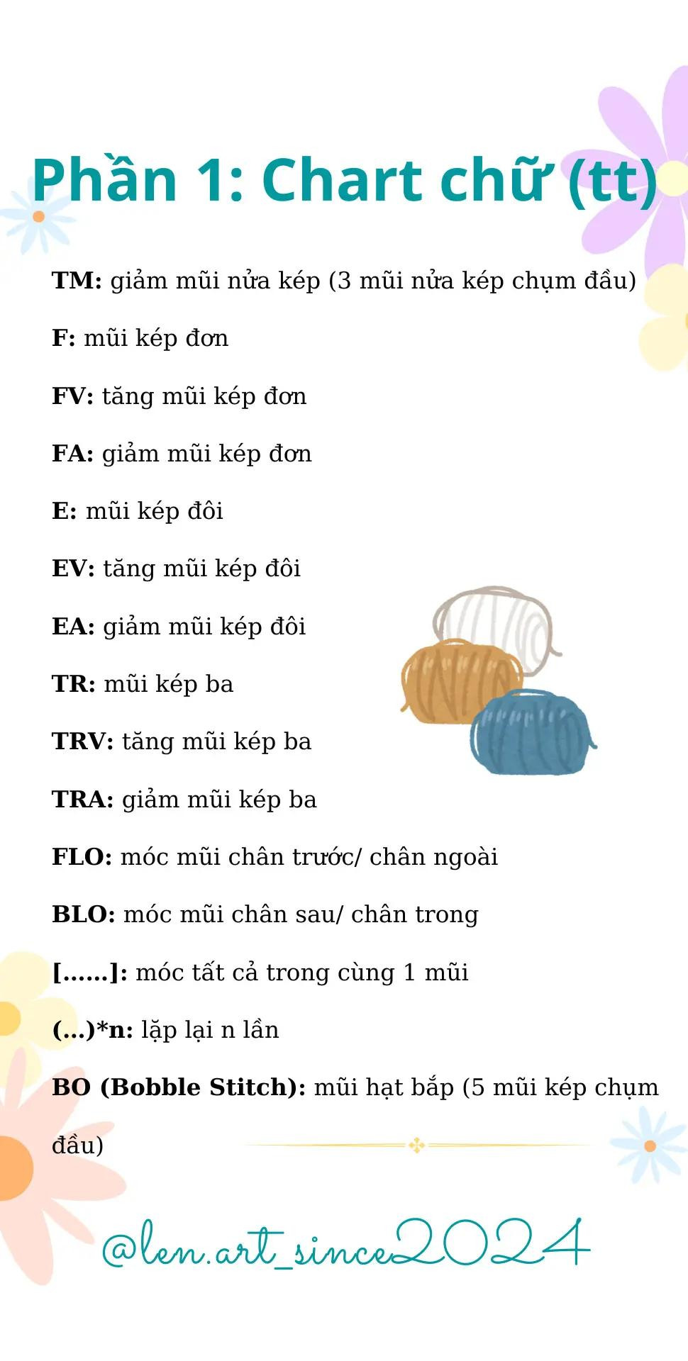 Biểu đồ ký hiệu cho các mẫu móc len sáng tạo